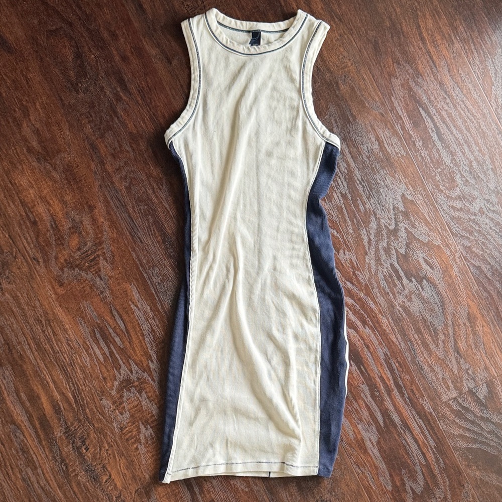 SKIMS Cream and Black Midi Dress